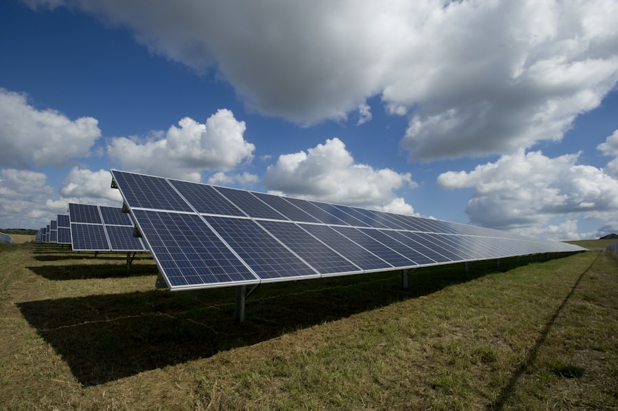 Solar panel array under open sky