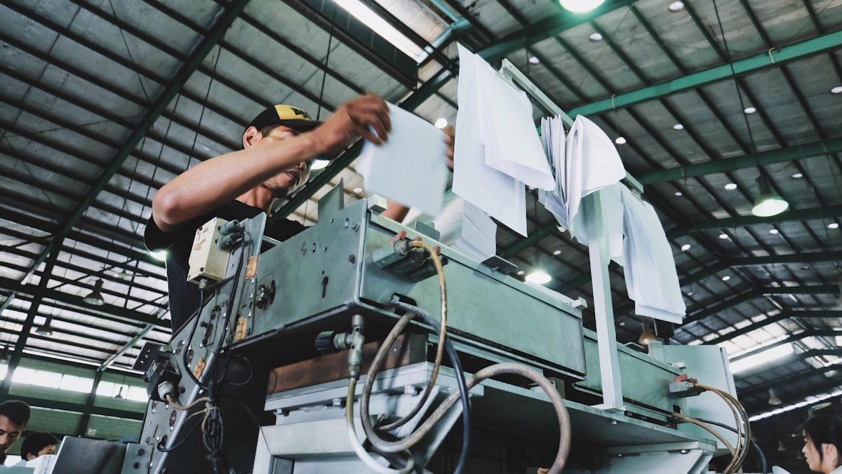 Production line inside a manufacturing facility